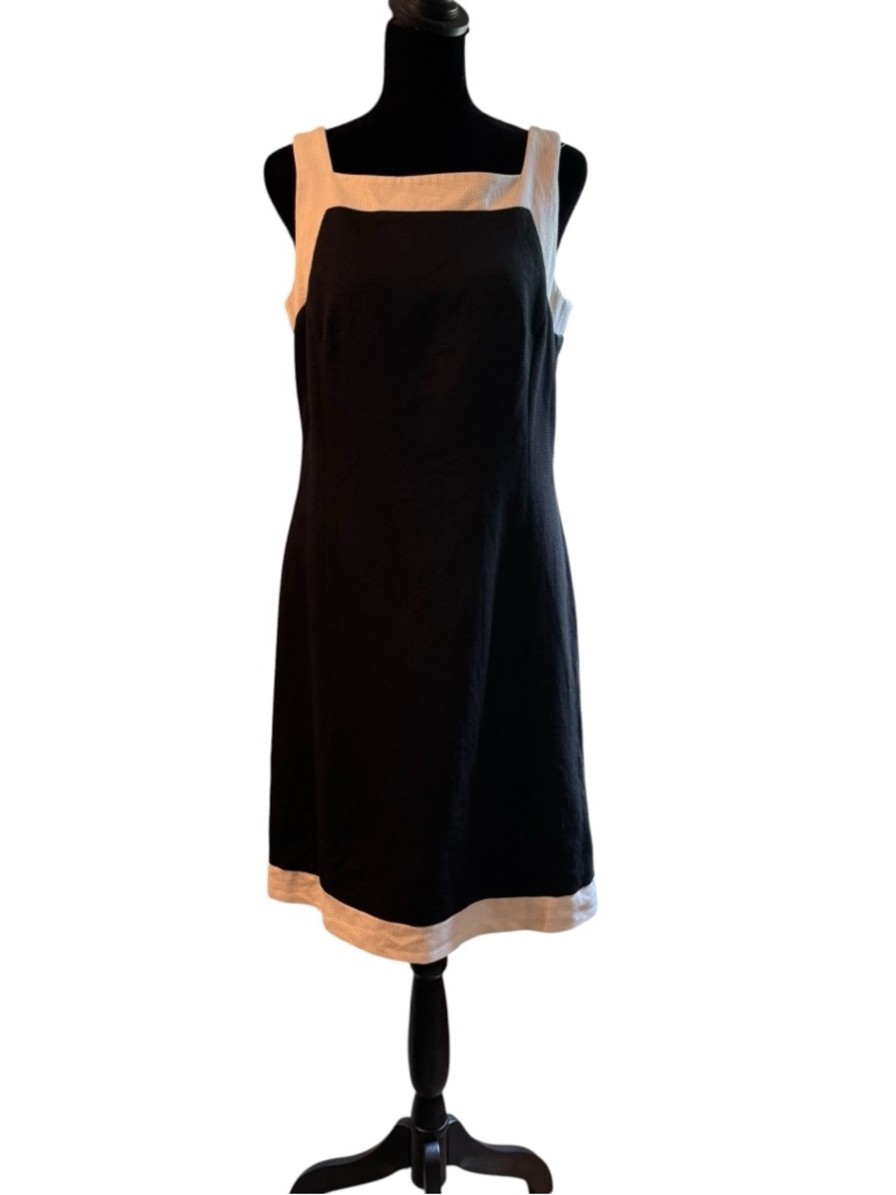 Ann Taylor Petites Black and Cream Midi Dress